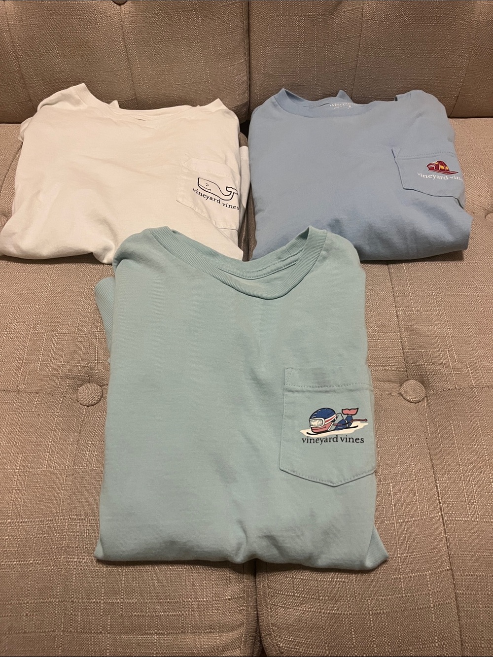 Vineyard Vines Pocket Tee Set - White, Light Blue, Mint